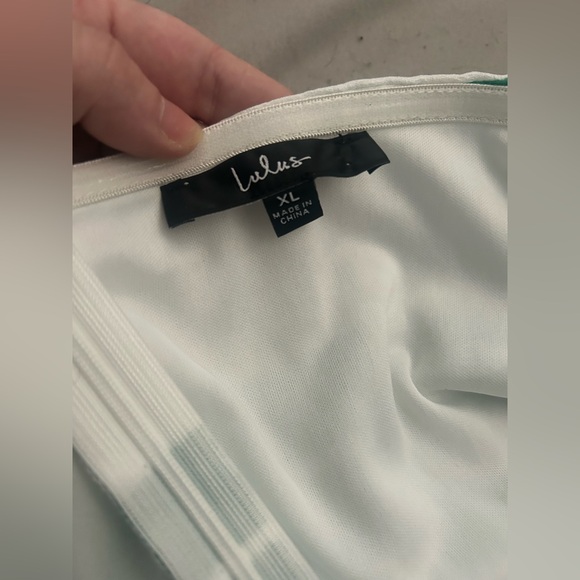 Lulu's Green and White Strapless Romper - Picture 4 of 5